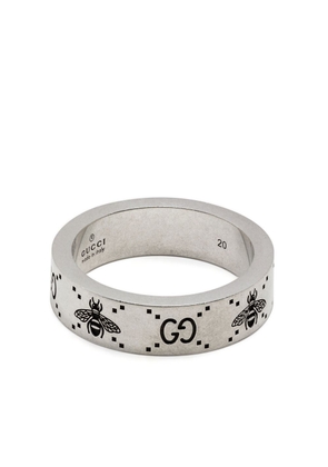 Gucci GG and bee engraved wide ring - Silver