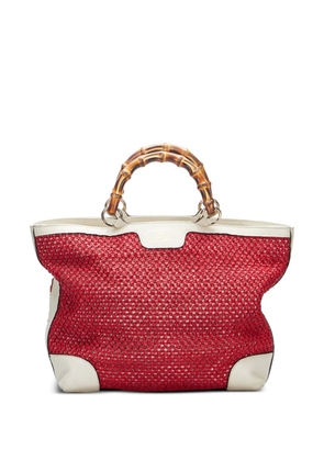 Gucci Pre-Owned medium Raffia Bamboo tote bag - Red