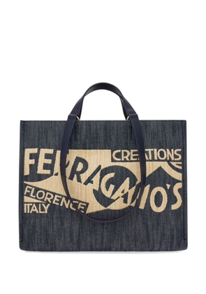 Ferragamo medium Venna logo-embroidered tote bag - Blue