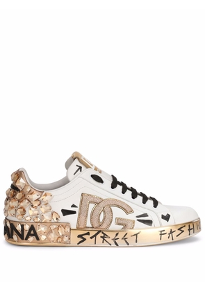 Dolce & Gabbana logo-patch lace-up sneakers - White