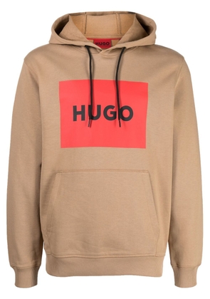 HUGO logo-print detail hoodie - Brown
