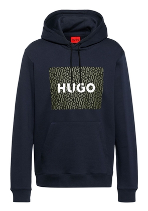 HUGO logo-print cotton hoodie - Blue