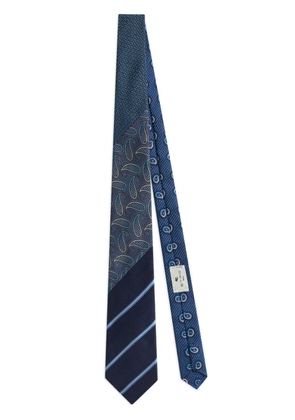 ETRO striped and paisley silk tie - Blue