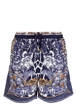 Camilla graphic-print elasticated swim shorts - Blue