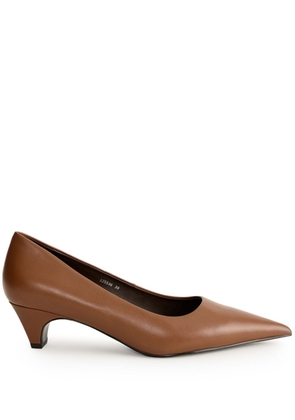 12 STOREEZ 50mm pointed-toe leather pumps - Brown
