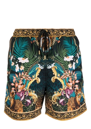 Camilla graphic-print elasticated shorts - Multicolour