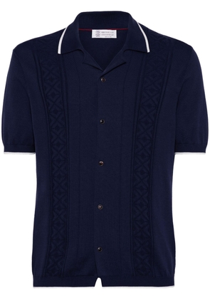 Brunello Cucinelli intarsia-knit cotton shirt - Blue