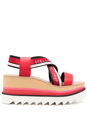 Stella McCartney Sneak-Elyse Striped Platform Sandals - Red
