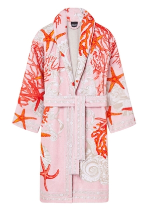 Versace sea-print cotton bathrobe - Pink