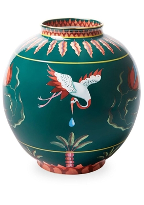 La DoubleJ Stork printed bubble vase - Green