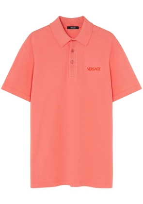 Versace logo-embroidered polo shirt - Orange