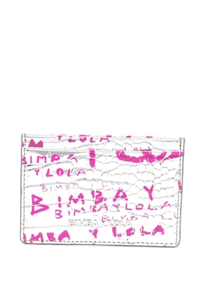 Bimba y Lola logo-stamp crocodile-effect cardholder - Silver