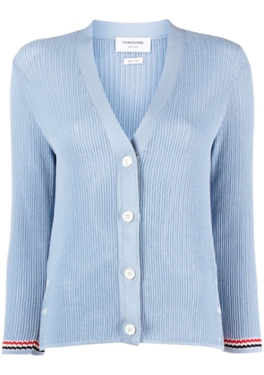Thom Browne pointelle-knit RWB stripe cardigan - Blue