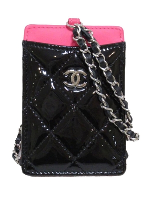 CHANEL Pre-Owned 2019 CC Quilted Patent card holder - Black