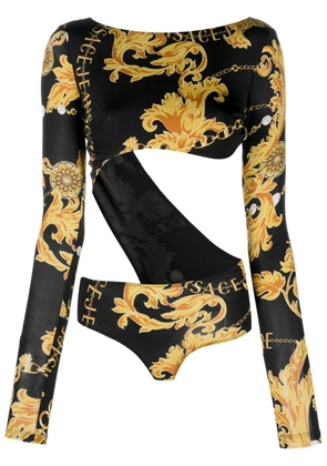 Versace Jeans Couture Chain Couture-print cut-out bodysuit - Black