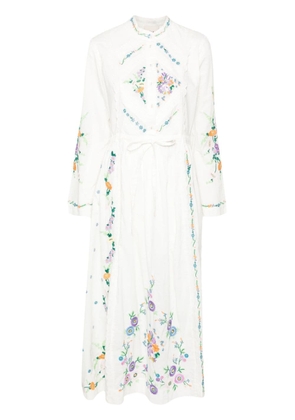 ALEMAIS Willa floral-embroidery maxi dress - White