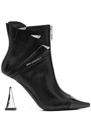 Karl Lagerfeld 100mm pleated leather ankle boots - Black
