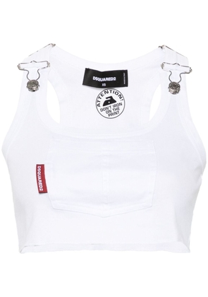 Dsquared2 logo-tag cropped tank top - White
