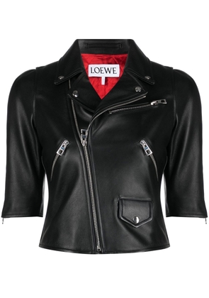 LOEWE three-quarter sleeve leather jacket - Black