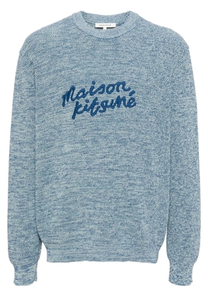 Maison Kitsuné Handwriting logo-embroidered jumper - Blue