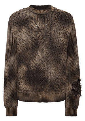 Philipp Plein cable-knit distressed jumper - Brown