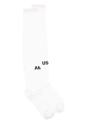 AMBUSH logo-jacquard ribbed socks - White