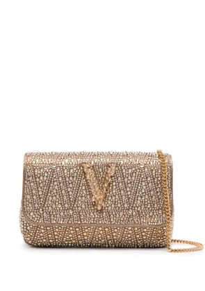 Versace Virtus crystal-embellished clutch bag - Gold