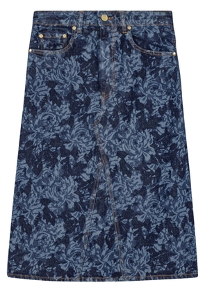 GANNI floral-print denim skirt - Blue