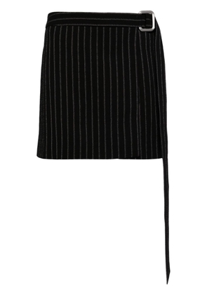 AMI Paris pinstripe-pattern belted skirt - 0013 BLACK/CHALK