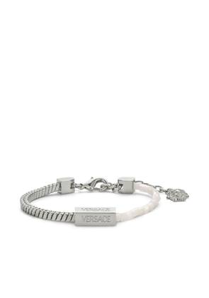 Versace logo-charm beaded bracelet - Silver