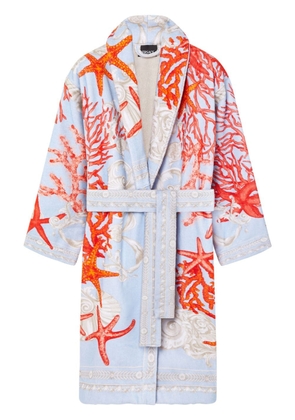 Versace sea-print cotton bathrobe - Blue