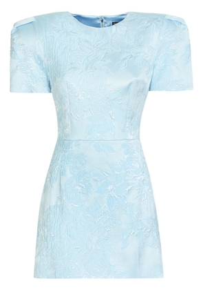 Dolce & Gabbana puff-sleeve floral-jacquard minidress - Blue