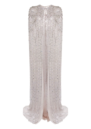 Jenny Packham Clara crystal-embellished cape gown - Neutrals