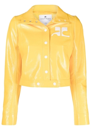 Courrèges logo patch cropped jacket - Yellow