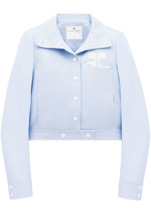 Courrèges chest logo-patch shirt jacket - Blue