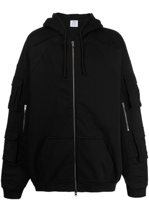 VETEMENTS logo-embroidered zip-up hooded jacket - Black