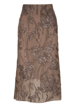 Brunello Cucinelli sequin-embellished pencil skirt - Brown
