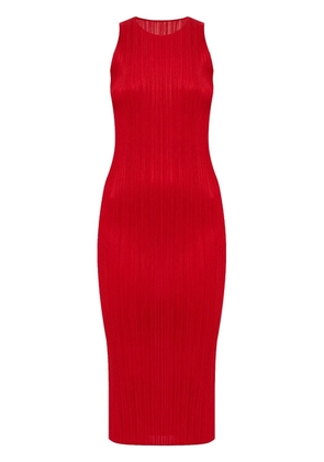 Pleats Please Issey Miyake plissé sleeveless midi dress - Red
