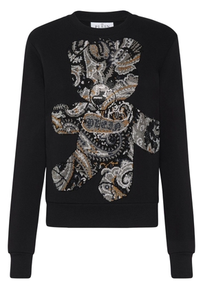 Philipp Plein rhinestone-embellished cotton sweatshirt - Black
