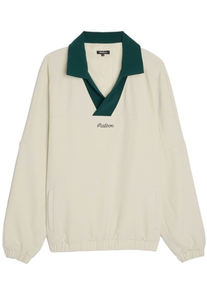 Malbon Golf slogan-print V-neck sweatshirt - Neutrals
