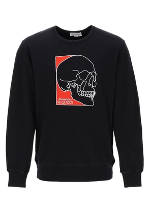 Alexander mcqueen crew-neck sweatshirt with skull embroidery - M Nero