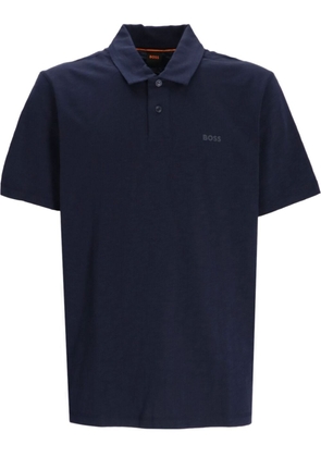BOSS rubberised-logo cotton polo shirt - Blue