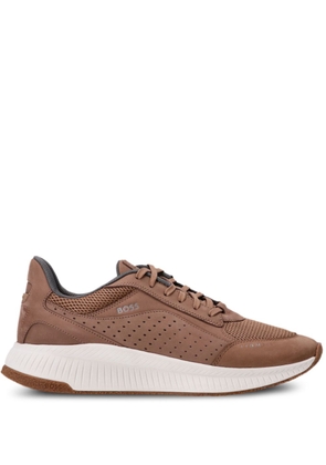 BOSS panelled leather sneakers - Brown