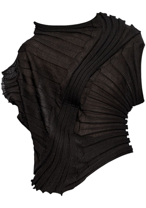 Issey Miyake asymmetric plissé crop top - Black