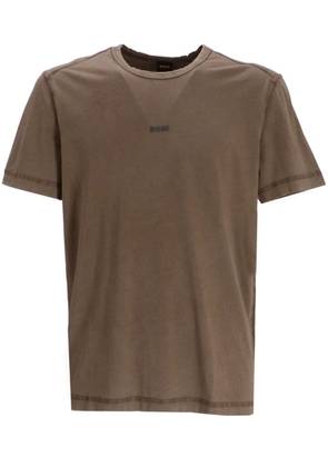 BOSS Tokks logo-embroidered cotton T-shirt - Brown