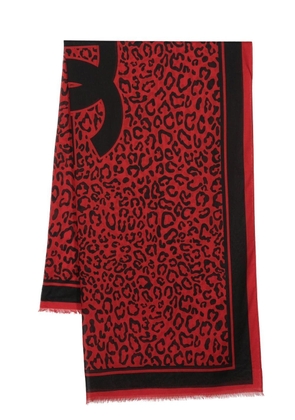 Dolce & Gabbana leopard-print logo scarf - Red