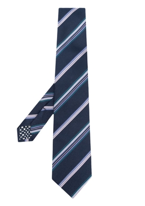 Paul Smith diagonal-stripe patterned silk tie - Blue