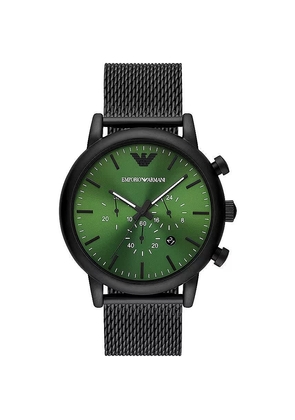 Black and Green Steel Chronograph Watch