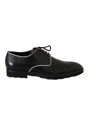Black Leather White Line Dress Derby Shoes - EU39/US6