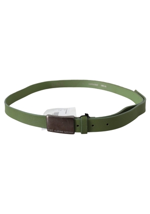 Costume National Green Leather Silver Buckle Waist Men Belt - 100 cm / 40 Inches